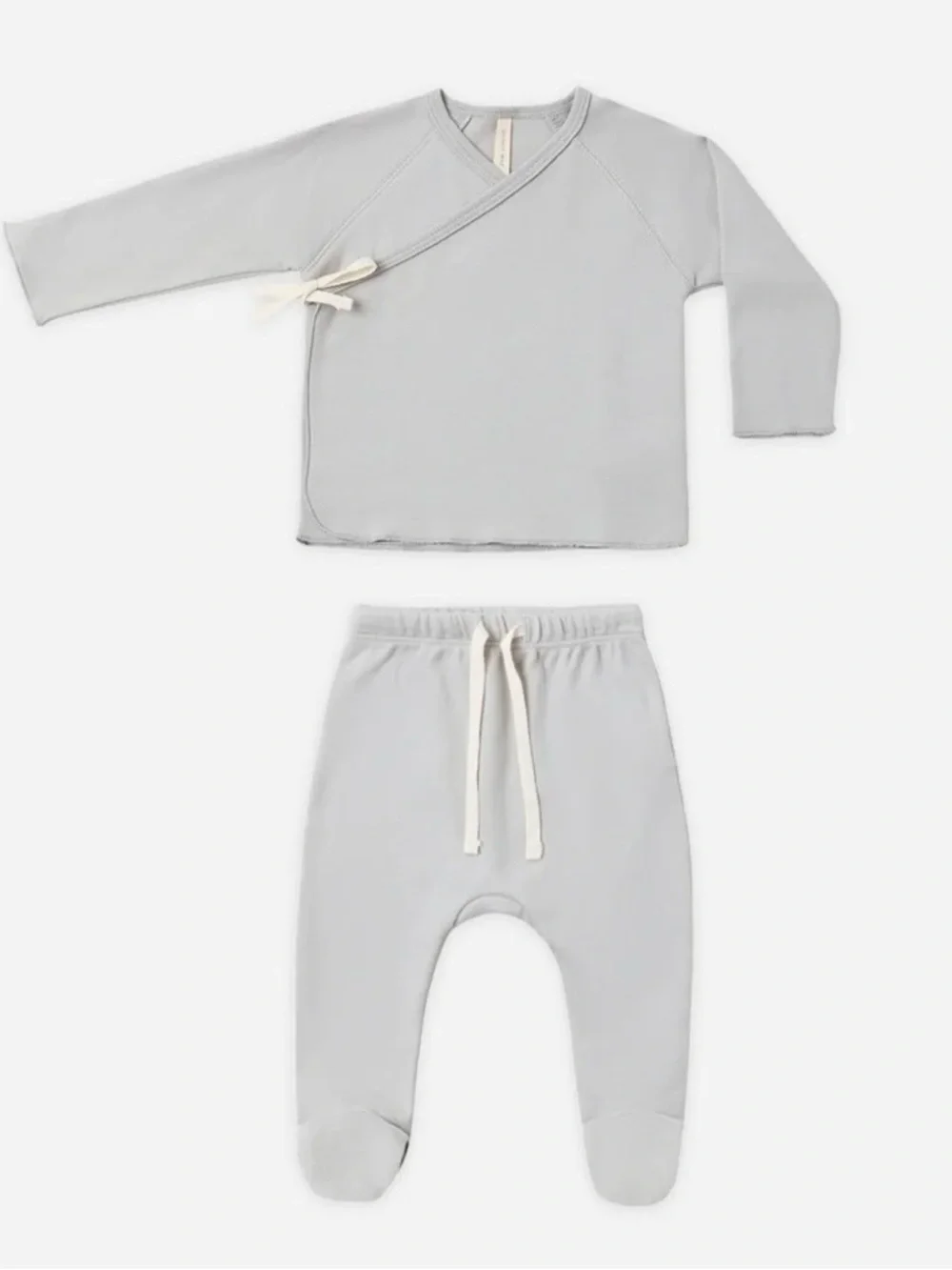 Quincy Mae Light Gray Baby Kimono Wrap Matching Set